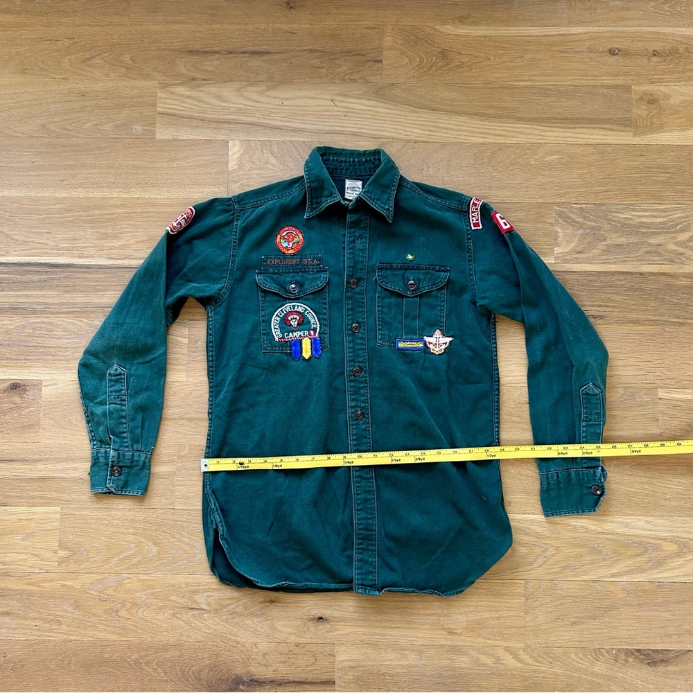 1950’s Vintage Boy-scouts Green Button Up - Picture 4 of 10